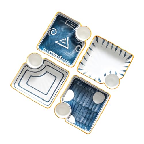 Juego 4 platos de sushi cerámicos diseño cuadrado miniatura 1