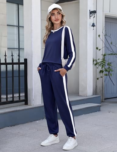 Image of Marvmys Women Long Sleeve Tracksuits Fashion 2 Piece Lounge Set Travel Outfits Jogger Set
