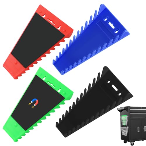 Faankiton 4 Stück Magnetischer Schraubenschlüssel-Organizer, Maulschlüssel Halter, Magnetischer Schraubenschlüsselhalter, ABS-Schraubenschlüsselhalter SAE (1/4-1/16 Zoll) und Metrisch (6-24 mm)