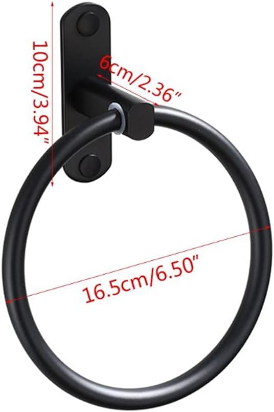 Towel Rack Black Space Aluminum Towel Holder Round Towel Ring Wall Mounted Towel Rack Shelf for Home Hotel Bathroom