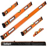 QualiapeX 5-Piece Spirit Level Set, 10', 16', 24', 32', 48' Level Set with Magnetic Torpedo Level