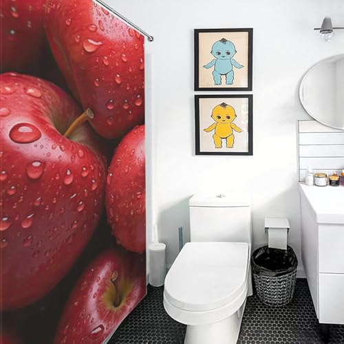 Rideau de douche imperméable anti-éclaboussures Red Apple polyester moderne