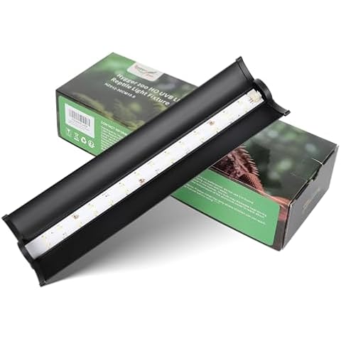 UVB Light for Reptiles, 10W HO LED UVB Reptile Light Fixture UVA UVB Lamp Bulb Terrarium Light for Bearded Dragon Turtle Snake Crested Gecko Chameleon, 12 Inch Cover