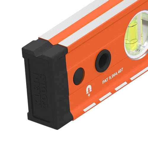 Klein Tools 93524MAG 24-Inch Box Level, Magnetic Box Beam Bubble Level, 3 Vials, High Visibility Orange, Aluminum Body, V-Groove and Magnet Track by KLEIN TOOLS - Image 8