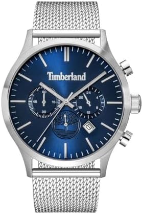 Timberland Men's Ames Brook Stainless Steel Bracelet Casual Watch, TDWGI0068401, Blue/Silver, 45 mm