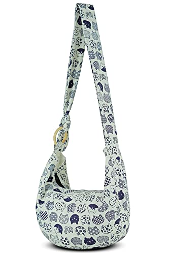 Image of Hobo Crossbody Bag for Women - Handmade Cotton Boho Purse with Wooden Ring | Lightweight Slouchy Shoulder Sling Tote Bag