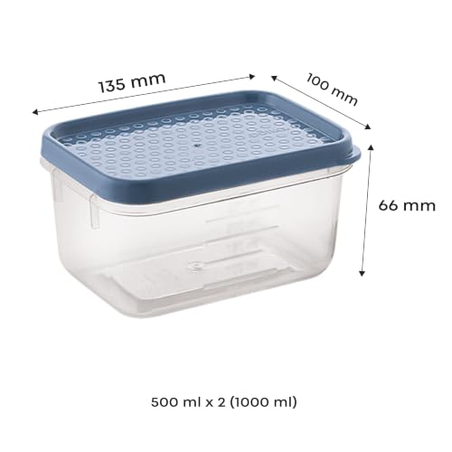 Image of All Time Polka Food Storage Containers 500 ml Each | Set of 2 | BPA Free Plastic Airtight Kitchen Boxes for Refrigerator, Fruits, Vegetables, Snacks & Pantry | Lilac /Turquoise /Yellow (411 X 2)