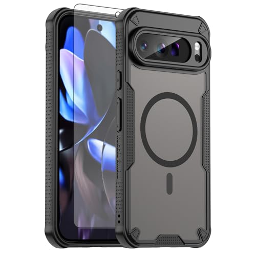 Coque Google Pixel 9 Pro XL Asuwish Magsafe compatible avec protège-écran mat antichoc