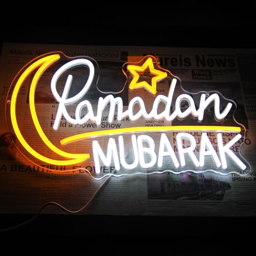 Image of Ramadan Mubarak Neon Sign Dimmable Islamic LED Light for Room Party Decor