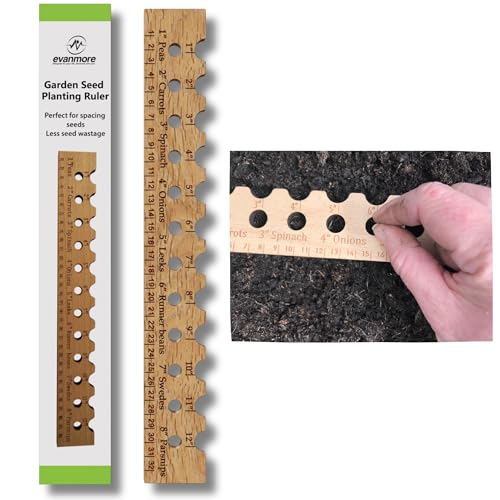 Evanmore Planting Ruler Wooden Sowing Plant Seed Spacer Garden Gift Box for Grow Your Own, Allotment, Vegetable Veg Patch Tool