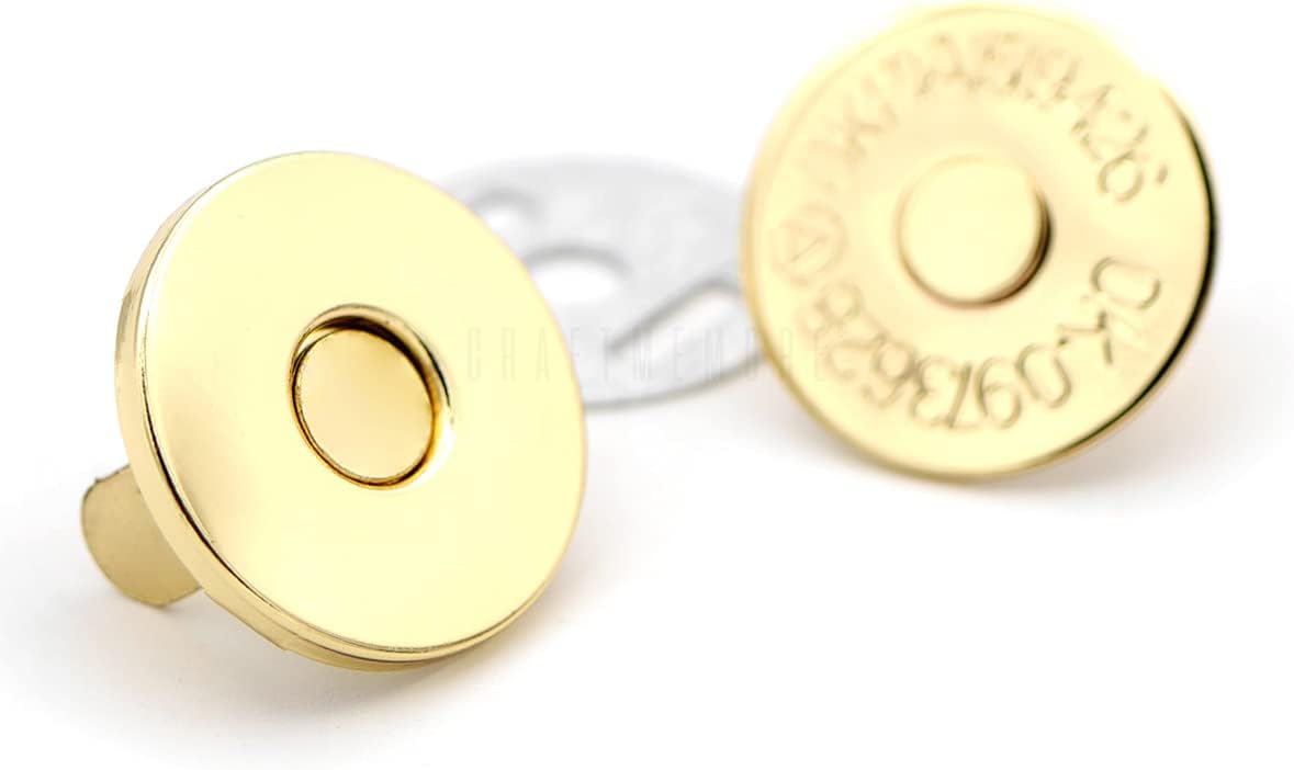 CRAFTMEMORE Thin Magnetic Snap Buttons Quality Strong Clasp for Purse Sewing Handbags Closures 6 Pack MNS (18mm, Gold)