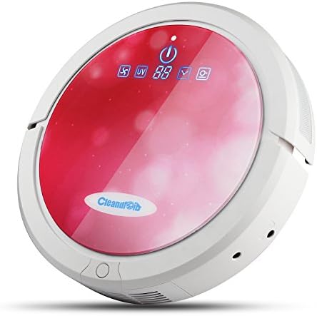 OMNICS Cleandroid Robotic Vacuum Cleaner, High Suction, Self Charging Floor Cleaning Robot for Pet Fur and Allergens, with Dry Mop and Virtual Wall, Design for Hard Floor and Thin Carpet, Red