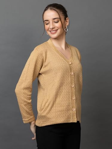 Image of Wear lusso Women Woolen V Neck Casual Wear Stylish Cardigan Sweaters for Winter with Side Pocket | Cozy and Warm Winter Sweater for Girls /Ladies
