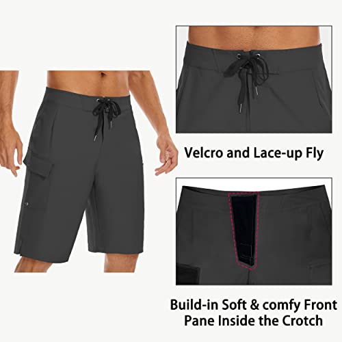 22" Men's Board Shorts Swimwear No Mesh Lining - Long Swim Trunks Surf Shorts Bathing Suit with Zipper Pocket UPF50+2