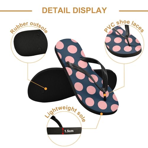 Sinestour Pink Blue Dot Flip Flops for Beach Thong Sandals Anti-slip Lightweight Flat Slippers for Indoor Outdoor House3