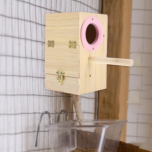 SUPVOX 木製鳥繁殖箱 バードネストボックス 取り外し可能カバー 簡単清掃 インコ セキセイインコ ラブバード用 自然素材で丈夫な小鳥飼育