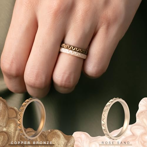 ThunderFit Thin Silicone Wedding Rings for Women, Triangle Diamond Stackable Bands 2.5mm Wide 2mm Thick - 1/4/8/12/16 Variety Multipack3