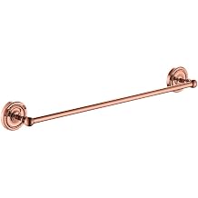 Wall-Mounted Copper Towel Bar, Modern Bathroom Towel Holder, Screw-in Wall Bath Accessories Single Bar Rose Gold