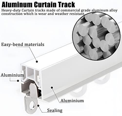Deckenvorhangschienensystem aus Aluminiumlegierung, biegbare Raumteilerstange für Badezimmer, Erkerfenster, Balkon, flexible 1,5 m Befestigungslösung