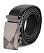 Mens Genuine Leather Dress Belt - Automatic Sliding Buckle Ratchet Belt, Adjustable Track Belt, Platinum Hanger - Black-022