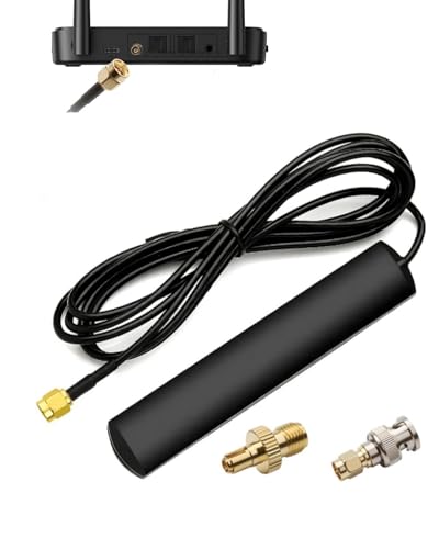 GSM 4G LTE WIFI Antenna 5dBi SMA Male Connector with 2 Adappters Gain Omnidirectional DAB Car Aerial Adhesive Mount Hidden Patch Antenna for 2G 3G 4G Router Wifi DAB Car Vehicle Radio