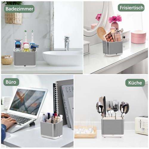 Badezimmer Organizer Zahnbürste, Abnehmbarer Elektrische Zahnbürste Ständer 4 Fächer, Familie Zahnbürstenhalter mit Abtropf, Kompakt Elektrische Zahnbürste Aufbewahrung für Zahnpasta Organizer 5