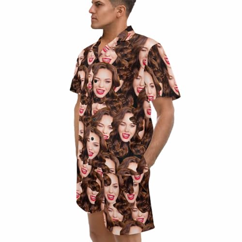 D-Story Custom Men’s Pajamas Sets with Face Personalized Sleepwear pjs Set with Pictures, Gift for Dad Husband Boyfriend2