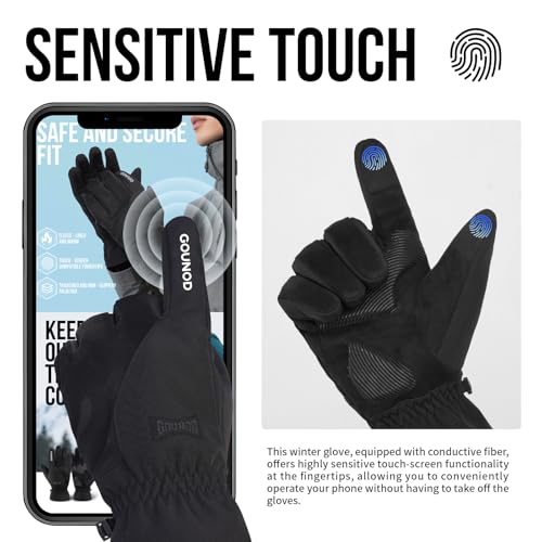Image of GOUNOD Winter Gloves for Women Men, Thermal Insulated Waterproof Windproof Cold Weather Gloves, Touch Screen Compatible, Non-Slip Grip for Running, Driving, Cycling, Hiking