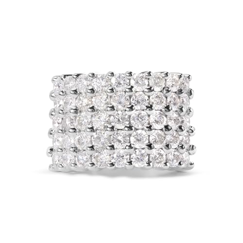 14k White Gold 4.0 Cttw Diamond 5 Row Ring Band (I-J Color, I1-I2 Clarity) - Ring Size 8