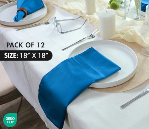 Image of Ruvanti Cloth Napkins Set of 12, Cotton Enrich 18 inchx18 inch - Blue | Washable, Soft, Durable & Absorbent Everyday Napkins. For Home, hotel, Wedding Napkins, Thanksgiving, Christmas Dinner Napkin