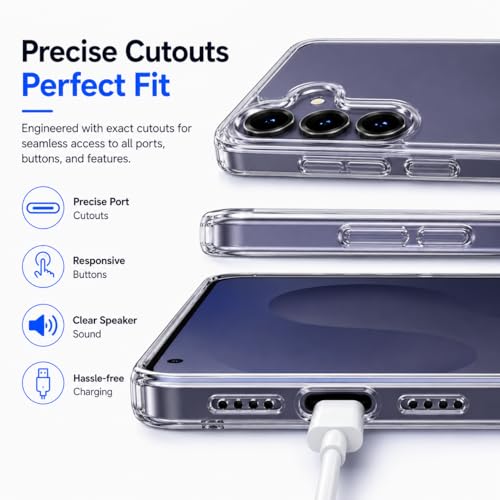 Image of DIZORO for Samsung Galaxy S24 5g Case Clear,[30X Anti-Yellowing] Galaxy S24 Phone Case with Hard Back & Soft Edge,[15FT Mil-Grade Protection][Built-in 4 Airbags] Case for Galaxy S24