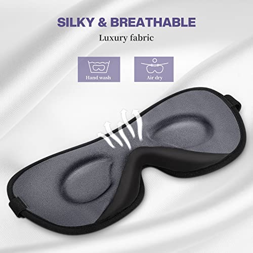 Boniesun Verduisterend oogmasker voor slapen, ultradun slaapmasker voor vrouwen, mannen, slaapmasker voor zijslapers glad, huidvriendelijk, glad lycra stof, 3D-voorgevormde bekerblinddoek voor comfortabel dragen - Image 6