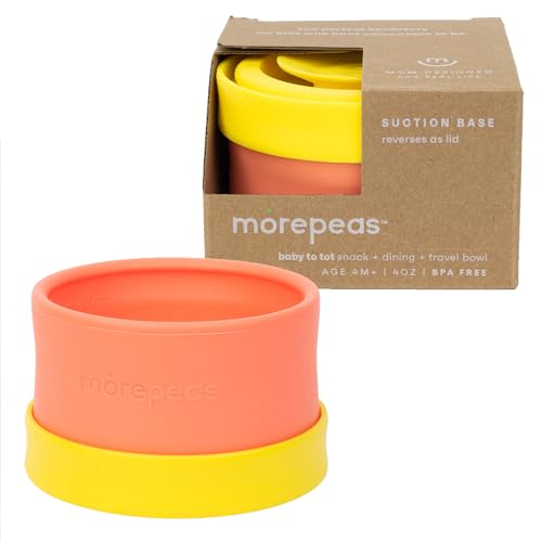 Image of morepeas The Everything Snack Bowl - All-in-One Baby, Toddler & Kid Food Container - Travel Essential with Spill Proof Lid & Suction Base - Melon