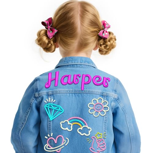 Personalized Kids Denim Jacket with Name,1-8 Years Old Outwear Jacket,Christmas Birthday Gifts for Girls Boys Toddler