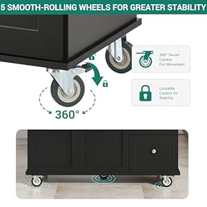 Kitchen Island with Drop Leaf, Large Kitchen Island Cart on Wheels with Storage, 52.7 Inch Rolling Kitchen Cart, Black Kitchen Island with Drop Leaf Large Kitchen Island Cart on Wheels with Storage 527 Inch Rolling Kitchen Cart Black