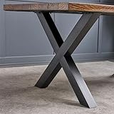 INMOZATA 2X Tischbeine X Form Tischbeine Metall Schwarz Tischuntergestell Tischfüße DIY Tischgestell Möbelfüße für Schreibtisch Couchtisch Esstisch Sitzbank B80 x H71 cm