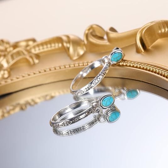 Turquoise Western Earrings for Women Turquoise Circle Earrings Vintage Western Dangle Earrings Jewelry - Image 6