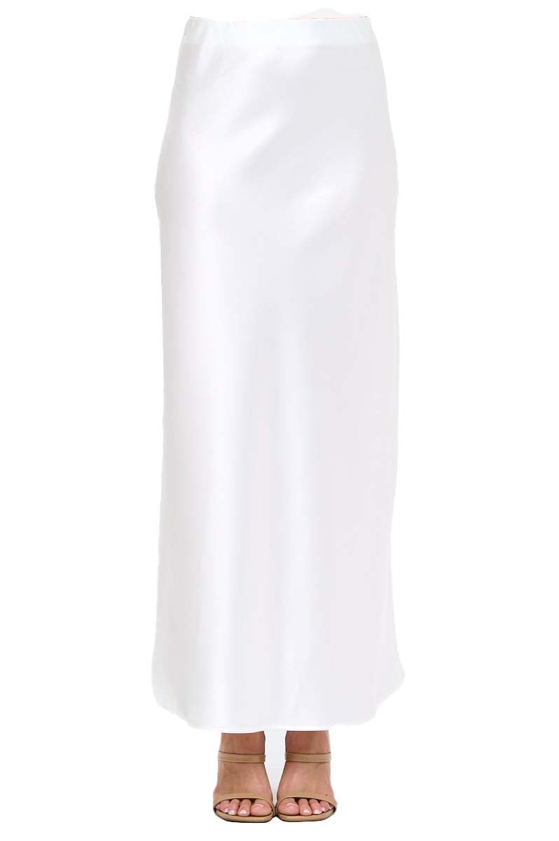 Damenrock aus massivem Satin, hohe Taille, Midi-Rock, versteckter elastischer Bund, Rock für Damen, hergestellt in den USA