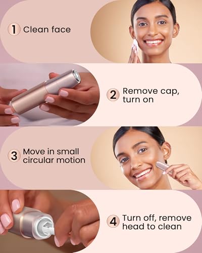 Mini Rasierer Damen Gesichtshaarentferner für Frauen Aufladbar: 1x Ersatzköpfe ist enthalten, iFanzeTech Gesichtsrasierer Frauen für Schnelle und Sanfte Rasur,Oberlippe,Kinn und Wangen, für Unterwegs