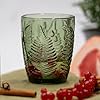 Amazon.com | QELVIO 10 oz Vintage Drinking Glasses Set Of 4 - Boho Aesthetic Embossed Green ...