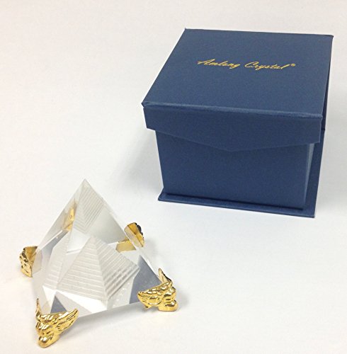 Amlong Crystal 2.3 Inch Crystal Pyramid In Pyramid With Gold Stand #TOP2