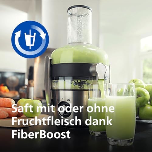 Bild 2 - Philips 3000 Series Entsafter – XXL-Einfüllschacht, FibreBoost-Technologie, QuickClean, 2L Kapazität, 1100W leistungsstarker Motor für frischen & fruchtfleischreichen Saft (HR1921/20)