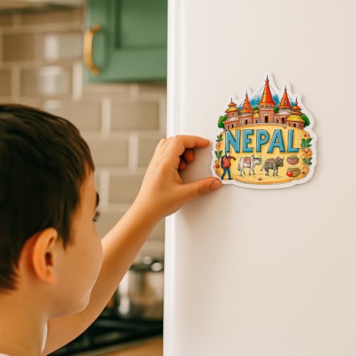 Image of Naxon Nepal Country Theme Souvenir Wooden Refrigerator Stylish Fridge Magnet - Fridge Decoration Magnet for Kitchen & Home Decor | Perfect Souvenir Gift | Size 3x3 Inches | Pack of 1