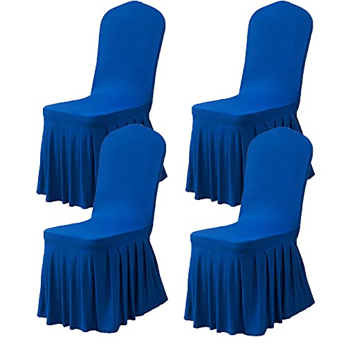 Dimatic Dining Room Chair Covers Set Of 4, Stretch Parsons Slipcovers With Skirt Super Fit Spandex Chair Seat Protector Cover For Dining Room, Hotel, Ceremony (Blue) #TOP23