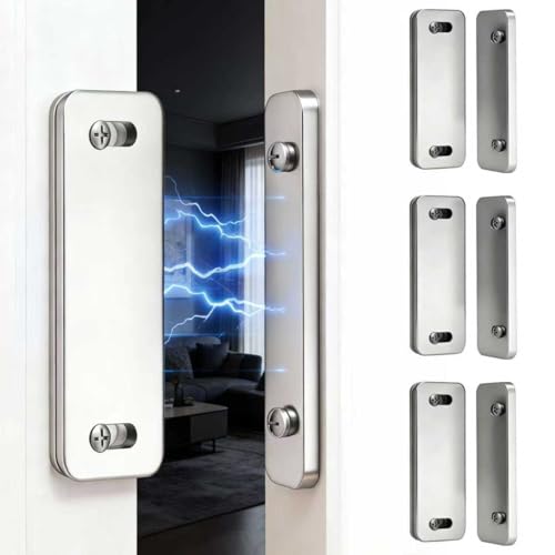 Ultra Thin Cabinet Magnets Door Catch, Adhesive Drawer Latch,Cabinet Magnetic Catch for Kitchen,Closet Door,Cupboard Wardrobe,Sliding Closure,No-Gap Design (White 4PCS)
