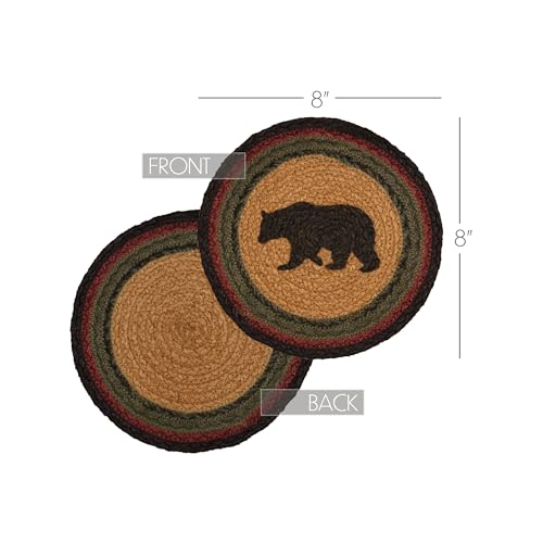 VHC-Brands-Wyatt-Rustic-Stenciled-Textured-Tan-Round-Kitchen-Table-Bear-Jute-Trivet-8 VHC Brands Wyatt Rustic Stenciled Textured Tan Round Kitchen Table Bear Jute Trivet 8