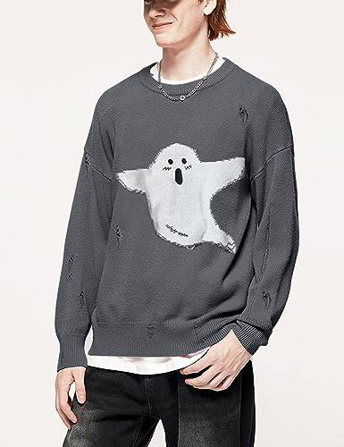 Arssm Mens Oversized Vintage Pullover Sweater Graphic Long Sleeves Knit Casual Jumper Tops2