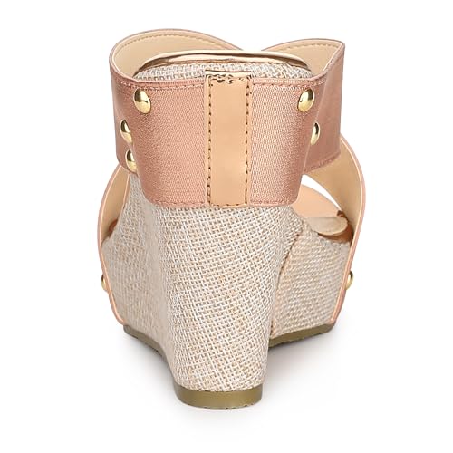 Allegra K Allegra K Women's Platform Slide Rose Gold Wedge Sandals 6 M US