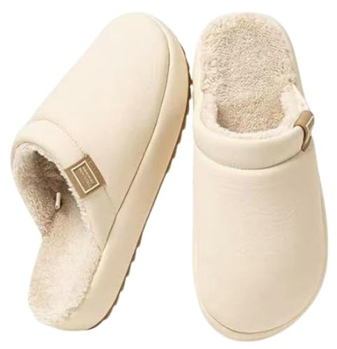 Caistre Fuzzy Slippers for Women with Memory Foam Warm Winter House Slippers Shoes Indoor Outdoor Faux Fur Anti-Skid Shoes for Men