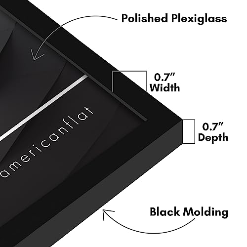 Americanflat 17x17 Picture Frame with Polished Plexiglass - Streamline Collection - Thin Border Square Frame for Wall Display - Hanging Hardware Included - Black